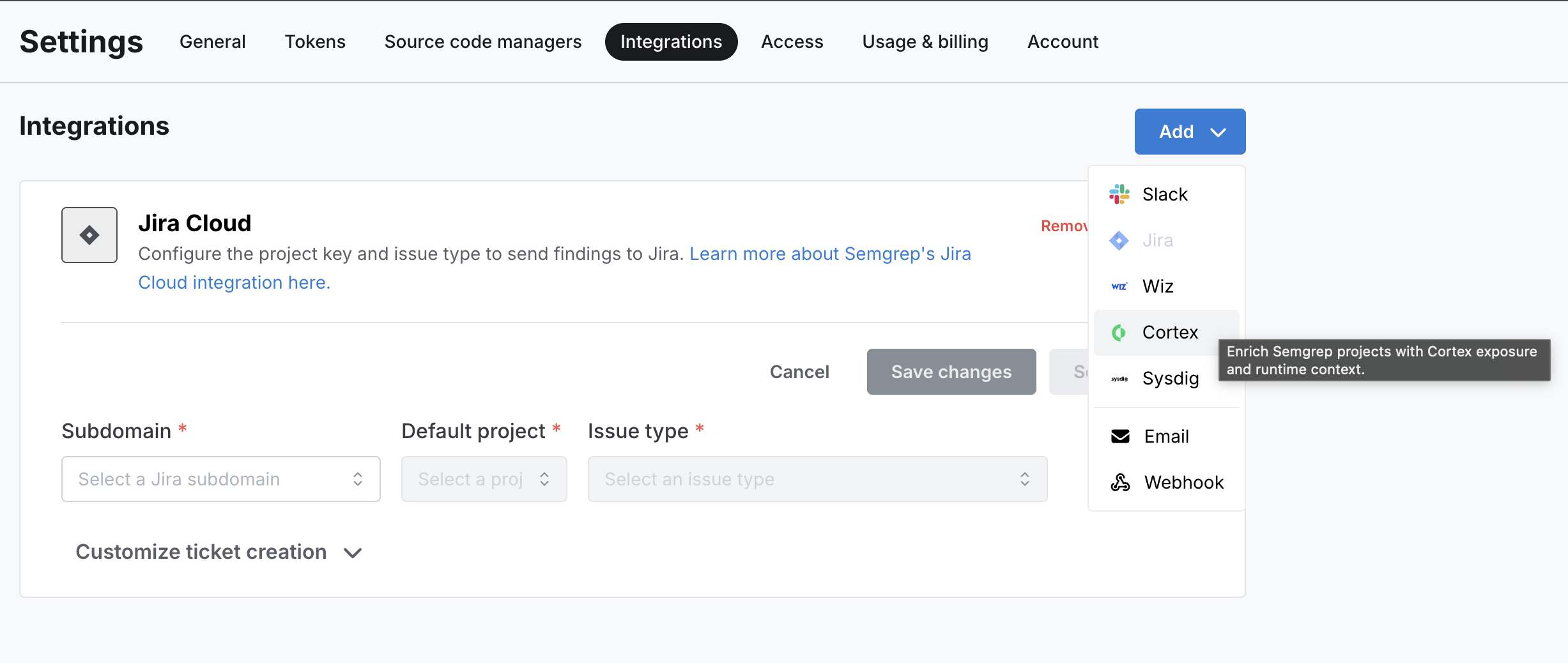 Add Cortex Integration with Existing Integration