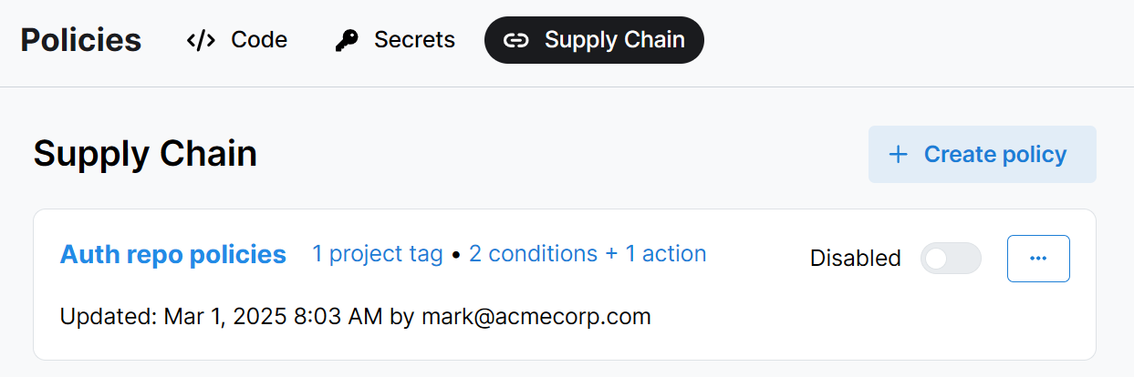 Policies &gt; Semgrep Supply Chain